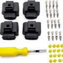 Ignition Coil Connector 4-Pack and 0.3CM Space Take-up Tool Fit for Audi VW Replace 4B0 973 724 4B0973724 4-Way Female Coil Connectors Repair Kit