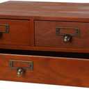 Wooden Storage Box Countertop Drawers Vintage Wooden Drawers Apothecary Cabinet Wood Desktop Organizer Box Library Card Catalog CabinetBROWN03
