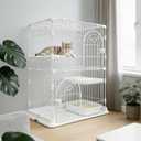 Cat Cage for Indoor Cats, DlY 2-Tier Catio & Cat Playpen with Escape-Proof Spacing, Sturdy Metal Cat Crate Kennel for Kittens, Ferrets & Small Animals