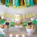 10 x Happy St Patricks Day Banner Gold Glitter Saint Patricks Day Shamrock Clover Garland Banner Decorations for Happy Saint Patrick's Day Banner Decorations