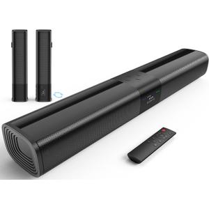 Sound Bar for Smart TV, 2 in 1 Detachable Home Audio Soundbar Speaker,20 Sound Bar for TV with Optical/AUX/HDMI-ARC/Bluetooth Connection for PC/Gaming/Projectors, Wall Mountable