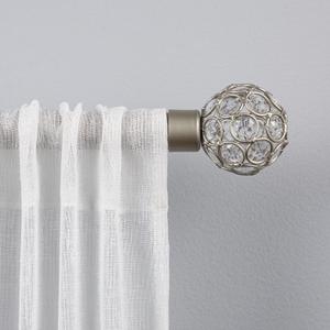 EXCLUSIVE HOME Rings 1" Curtain Rod and Coordinating Finial Set, Matte Silver, Adjustable 36"-72"