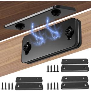 Ultra Thin Cabinet Door Magnets Catch,Magnetic Door Catch,Cabinet Latch Magnetic Closures for Kitchen Closet and Cupboard Wardrobe (Black Magnetic 4P)