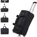 Hanke Expandable Carry On Luggage Suitcases with Wheels Foldable Duffle Bag for Travel Carry On suitcase Weekend Bag for Women MenBlack (20 Inch)