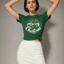 Christmas Shirt for Women Merry Christmas Leopard Graphic Tee Xmas Tree Graphic Holiday T-Shirt Tops (Small, Green1)