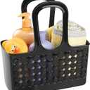 iDesign Portable Plastic Shower Tote Caddy with Handle for College Dorm or Bathroom - Black - Made in USA