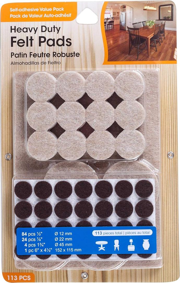 Jacent Heavy Duty Self Adhesive Felt Pads, 113 Pieces per Pack, 1-Pack
