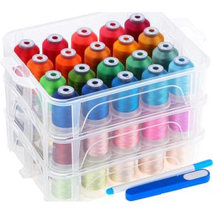 New brothread 60 Colors Compatible with Brother 500m Each Embroidery Machine Thread with Clear Plastic Storage Box for Embroidery Sewing Machine