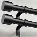 GEEBOBO 2 Pack Black Curtain Rods for Windows 48 to 84 Inch, 1 Inch Adjustable Heavy Duty Easy Install Curtain Rods Set for Outdoor, Patio, Farmhouse, Bedroom, Living Room (Black,30"-90",2 Pack) (30"-90"|2pack)