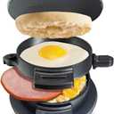 Hamilton Beach Breakfast Sandwich Maker with Egg Cooker Ring, Customize Ingredients, Perfect for English Muffins, Croissants, Mini Waffles, Perfect White Elephant Gifts, Silver (25475) (Single)