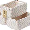 Small Storage Baskets for Organizing | Closet Organizer Bins | Shelf Toy Basket | Woven Rope Baskets | Cube Decorative Box | Shallow Basket | 13x8.5x5.1 | 3 Packs Rainbow
