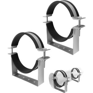 8 Inch Pipe Hanger Bracket, Heavy Gauge Steel Support with Rubber Pad for 7.8-8.2 Inch Duct & Chimney, Industrial Pipe Support