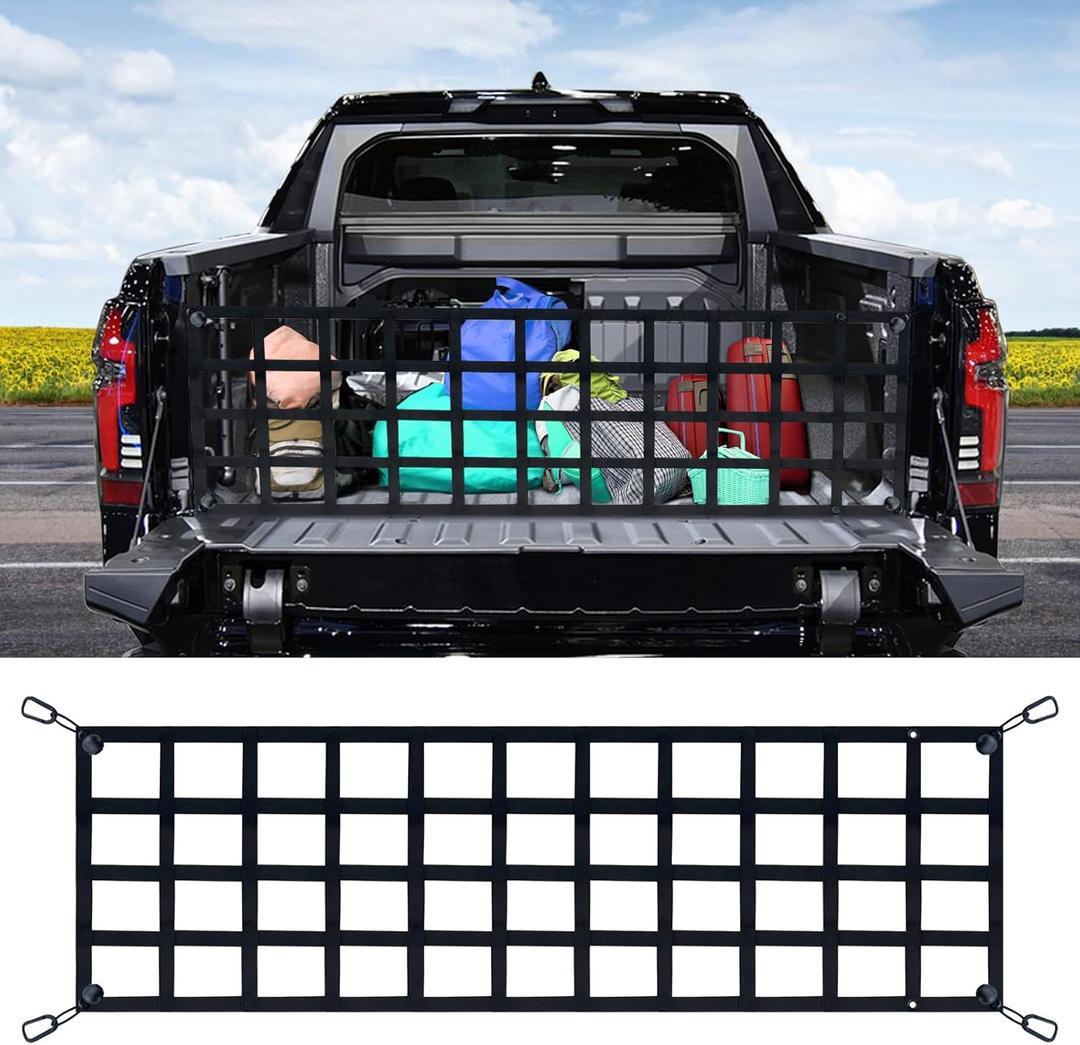 Tailgate Net for Pickup Truck Bed - Cargo Trucks Bed for Full Size Truck 60'' x 18'' (Black) - Mesh Tail gate Competible with Chevy, Ford, Tacoma, Toyota, Ram etc