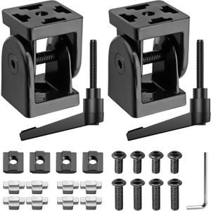 JiGiU 2PCS Angle Connector Joint Connector 4040 Nut 8 Flexible Hinge 180 Rotation Range with Clamping Lever Zinc Alloy Joint Connector for 4040 EU Standard Aluminum Extrusion Profile-Black