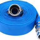 1" x 100ft PVC Lay Flat Discharge Hose With Aluminum Camlock C & E Fittings, Cam Lock Fitting, Heavy Duty Reinforced Pump Backwash Hose Assembly