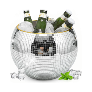 9.8 Inch Disco Ball Ice, Mirror Silver Cooler for Beer & Champagne, Perfect Retro Party Accessory