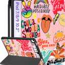 Uppuppy for iPad 9th/8th/7th Generation Case 10.2 Inch Girls Cute Kids Women Folio Smart Cover Pencil Holder Quote Aesthetic Design Girly Kawaii Teens Unique Cases for iPad 7/8/9 Gen A2602 A2270 A2197