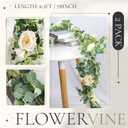 2 x Der Rose 2 Pcs 13FT Artificial Floral Garland, Flower Eucalyptus Spring Garland with Champagne Rose, Faux Flower Vine for Wedding Decor Arch Backdrop & Table Decor