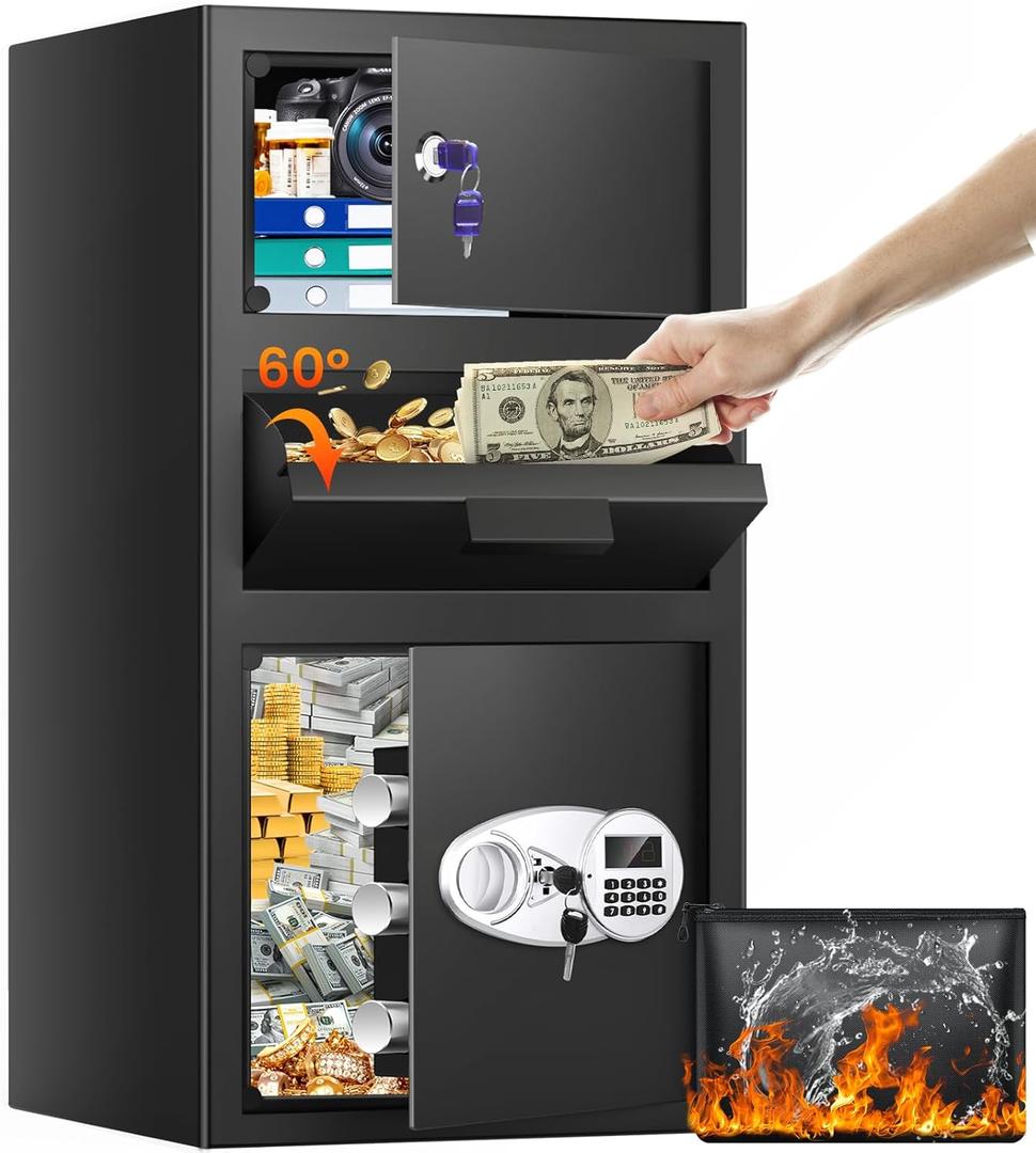5.6 Cuft Large Depository Drop Safe for Business, Anti-Theft Safe Box with Quick Place Drop Slot, Digital Keypad and Spare Key, Heavy Duty Drop Safes for Business Retail Mail Church Home