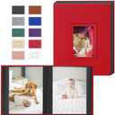 Popotop Photo Album 4x6 100 Pockets with Leather Hardcover Cover, Small Photo Album Holder Book with 50Pcs Pages for Family Travel Wedding Baby Gifts