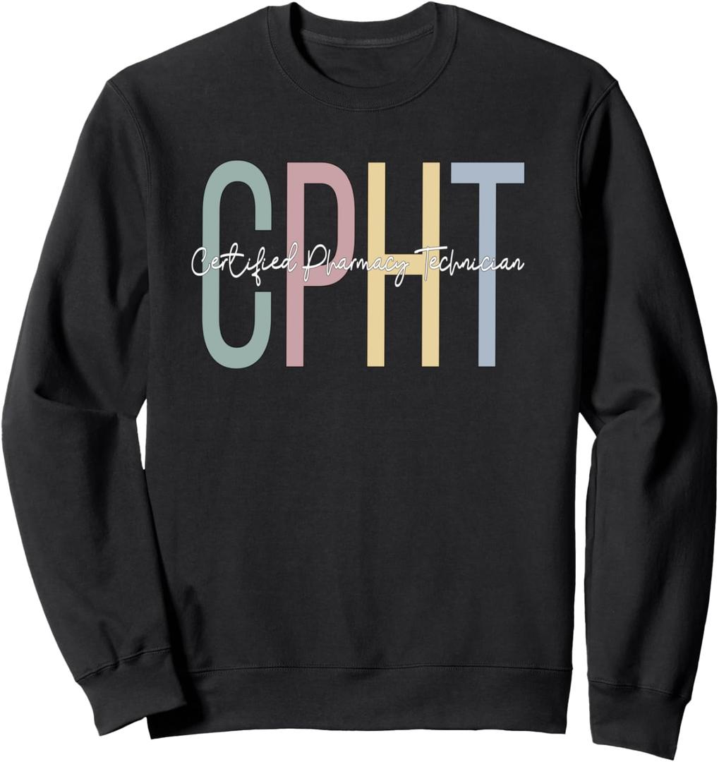 Certified Pharmacy Technician Boho CPhT Sweatshirt (Black, XL)