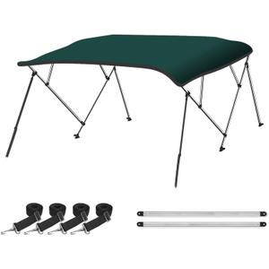 Naviskin Green 3 Bow 6'L x 46" H x 54"-60" W Bimini Top Cover includes Mounting Hardwares, Storage Boot with 1 Inch Aluminum Frame