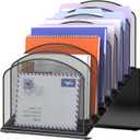 Inclined Desk File Organizer, 8-Section Upright Desk Organizer Standing File Sorter for Office Classroom Desktop Organization (Black)