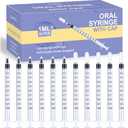 50 Pcs 1ml Syringes with Caps Oral Dispenser Individually Sterile Warpped for Medicine Dropper, Colostrum Collect Feeding Pets, Liquid Exp. 2030/07/02