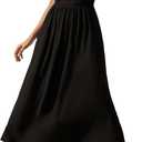 Gracyoga Women's Summer Dresses 2025 Short Sleeve Maxi Dress Casual V Neck Flowy Sundress with Pockets (Medium, Black)