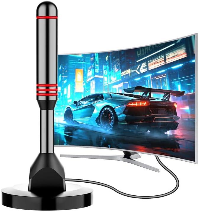 Digital TV Antenna for Smart TV Indoor2026 HD Antenna with Strong Magnetic Base, 360&Long Range Reception HDTV Antennas for Local Channels, Easy Installation Antennas for TVs Without Cable (5.5 in)