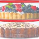2 Pack Pie Carrier Cake Storage Container with Lid | 10.5" Large Round Plastic Cupcake Cheesecake Muffin Flan Cookie Tortilla Holder Storage Containers Airtight | Pie Keeper Transport Container
