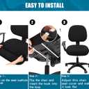 Smiry Stretch Jacquard Office Computer Chair Seat Covers, Removable Washable Anti-dust Desk Chair Seat Cushion Protectors - Black