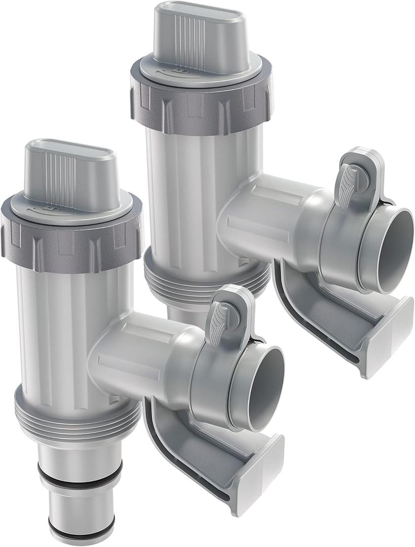 PATENTEDMASCARRY Above Ground Swimming Pool Hose Adapter with Plunger Valve and Pipe Holder - Replacement Parts for Pool Pump System (2 PACK)