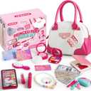SYNCFUN Play Purse Set for Little Girls, 27 PCS Princess Toy Set with Handbags, Makeup, Phone, Wallet, Jewelry, Lipstick & Keys, for Girls 3 4 5 6 Years Old Toddlers Kids