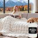 Luxury Double-Sided 3D Bubble Faux Fur Throw Blanket – Ultra Plush & Fluffy Cream White Cozy Blanket for Couch, Sofa & Bed | Soft Gift for Women, Birthday, Housewarming, 60" x 80"