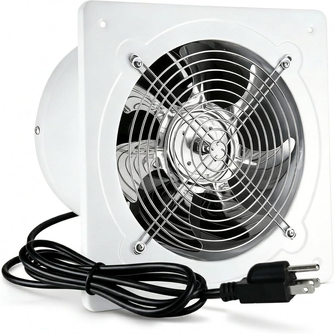 6 Inch Exhaust Fan, 382 CFM Kitchen Exhaust Fan, Wall Mounted Garage Ventilation Fan, High Airflow Extractor Fan Basement Extractor Fan with Backdraft Damper Ideal for Attic Greenhouse Basement Shed