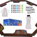 Marbles and Jokers Board Game Pegs and Jokers Real Solid Wood (Pine) Game Board Wooden for 2-8 Players 8 Game Boards 8 Colors 40 Marbles 4 Boxes Card(Vintage Flame), 14.17x4.7x0.6 Inches