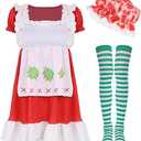 POEWAUVE Strawberry Shortcake Adult Costume Dress Halloween Costume For Women Outfits (S)