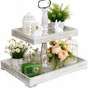 Decorative Tray - Cupcake Stand Two Tiered Tray Farmhouse Rustic 2 Tiered Serving Tray for Home and Kitchen Decor, Party, Weddings-Holiday Decoration Customizable Display Options