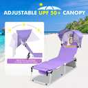 Wheel-To-Go Tanning Chair with Wheels Sun Canopy Umbrella Face Hole Thicker Washable Adjustable, Heavy Duty Folding Lay Flat Sun Lounge Chair Beach Outside Sunbathing Reading, UPF 50+ (Patent Design)