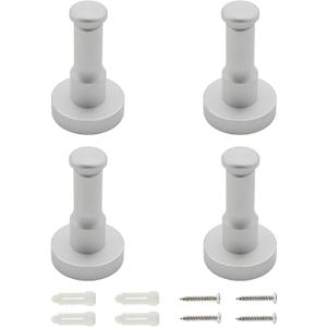 4Pack Coat Hooks Towel Hooks Bathroom Hook Wall Hooks, Heavy Duty Wall Mounted Clothes Robe Hook Holder for Bedroom Bathroom Kitchen Restroom Garage Home Hotel Office Cabinet (Silver)