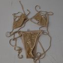 Kaei&Shi Sequin Bikini,Triangle Sparkly 2 Piece Bathing Suit Sets,High Cut Sexy Cheeky Glitter Swimsuit for Women S