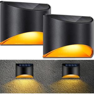 LeiDrail LED Solar Step Lights - Waterproof Outdoor Stair Lights, Decor for Yard, Patio, Garden, Walkways, Front Door, Pathway, Driveway, Porch - 2 Pack (2 Pack, Black)
