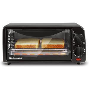 Elite Gourmet ETO236 Personal Compact 2 Slice Countertop Toaster Oven with 15 Minute Timer & Adjustable Temperature, Bake, Broil, & Toast, Black