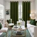 YoungsTex Green Curtains Velvet 84 Inches Long, Olive Living Room Drapes with Grommet Blackout Window Treatmens for Dining Bedroom Room Darkening Privacy, 52 X 84 Inch