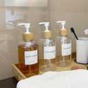 Shampoo and Conditioner Dispenser, Refillable Plastic Shampoo Pump Bottles with Waterproof Labels, Empty Body Wash Dispenser Set for Bathroom, Shower Soap Bottles (Clear, Set of 3, 16.9oz)