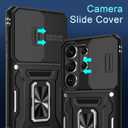 DEERLAMN Case for Samsung Galaxy S26 Ultra 6.9-Inch with Slide Camera Cover+Screen Protector(1 Pack), Rotated Ring Kickstand Military Grade Shockproof Protective Cover-Black
