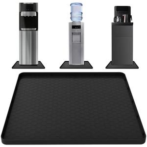 Water Cooler Mat - (22" x 19") Non-Slip Water Cooler Mat with Raised Edge for Foor Protector, Under Water Dispenser Mat Used for Bedrooms, Kitchens,Offices, Bars (Black)
