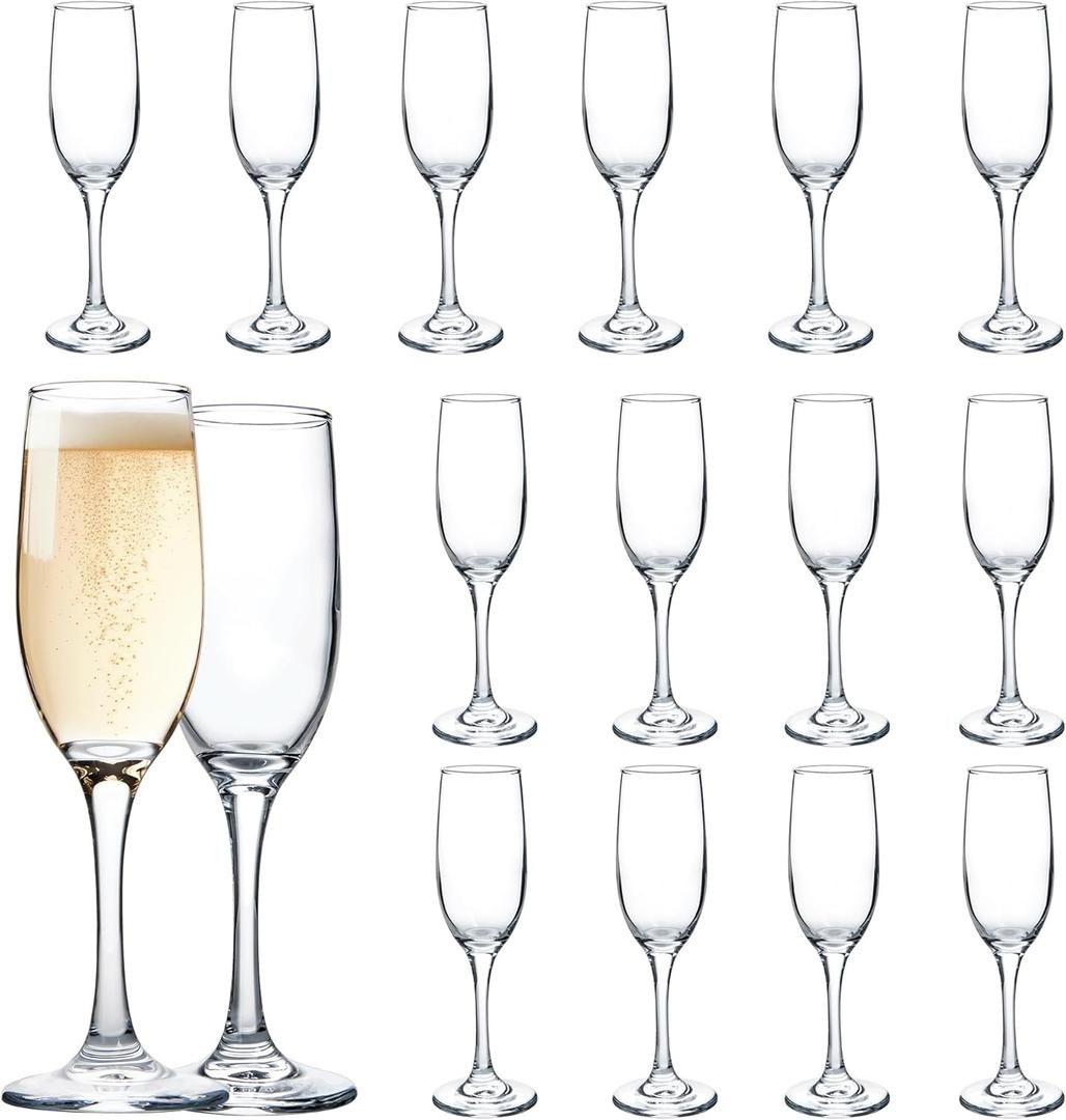 UMEIED Set of 16 Champagne Glasses, Champagne Flutes with Classic Shape, Long stem Sparkling Wine glasses for Wedding, Restaurant, Bar, Wine Toasting, Clear (Transparent)