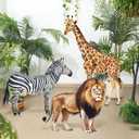 Amyhill 3 Pcs Jungle Safari Animal Cardboard Cutout Standup Life Size Safari Birthday Party Decorations Lion Giraffe Zebra Cardboard Cutouts for Baby Shower Birthday Party Photo Backdrop Favors
